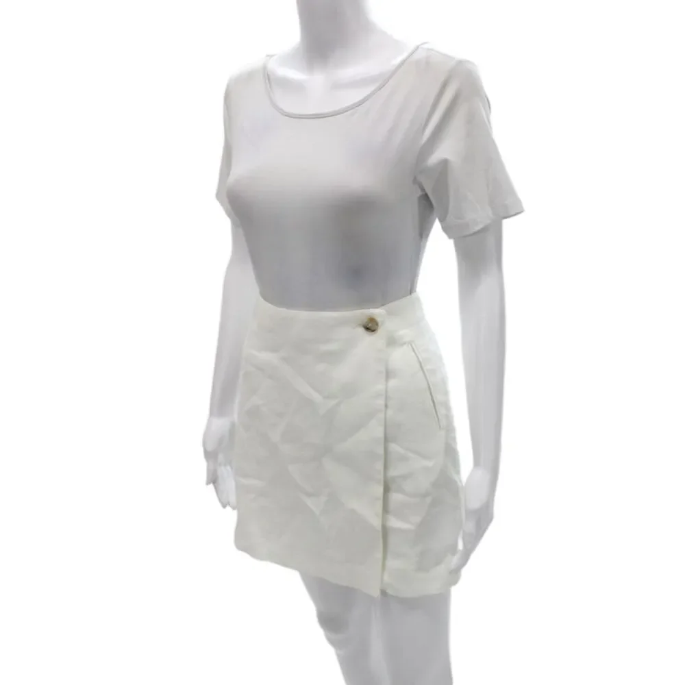 J Crew Women Mini Wrap Skort White Linen Blend Size 4